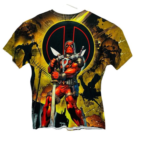 Marvel Deadpool T-Shirt All Over Print Double Sided Short Sleeve Mens Size Large - Picture 2 of 10